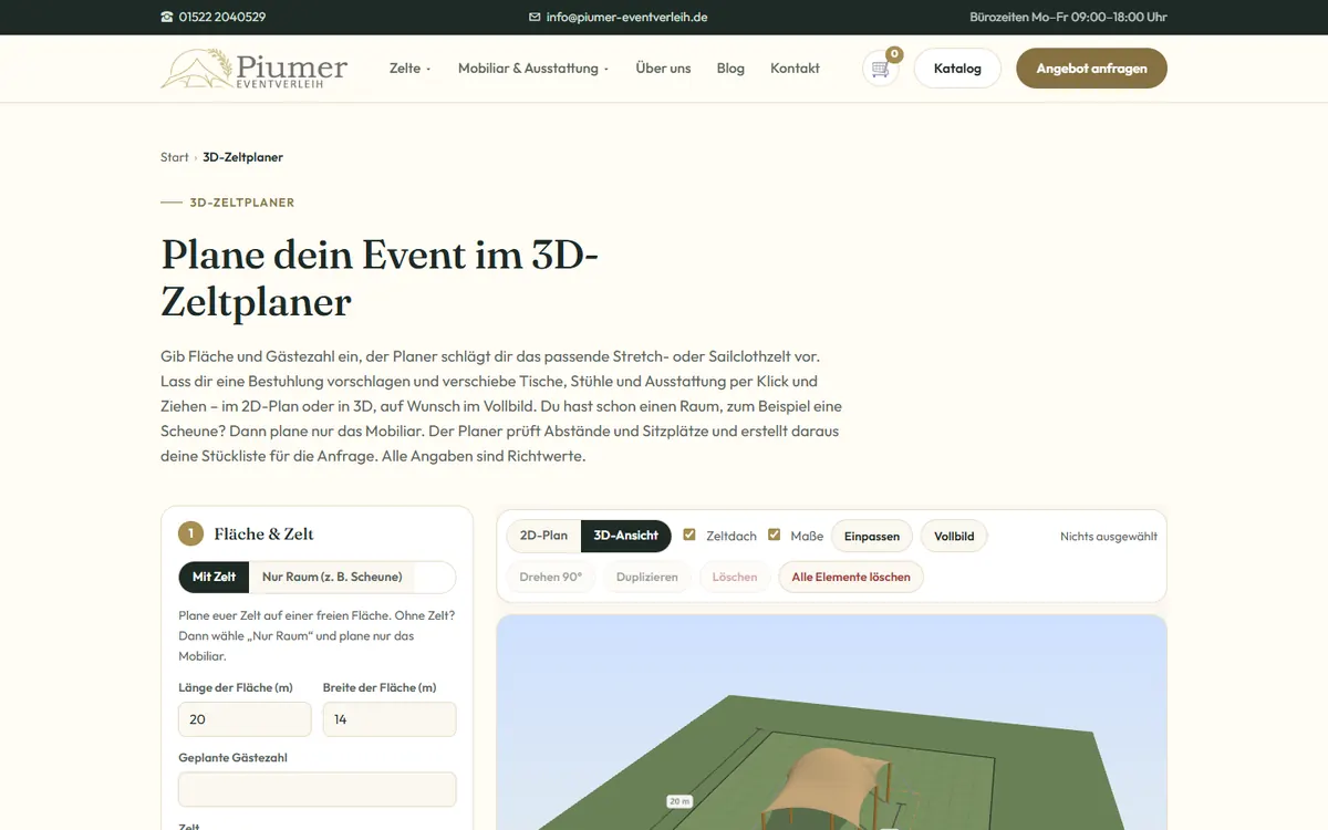 3D-Zeltplaner auf piumer-eventverleih.de