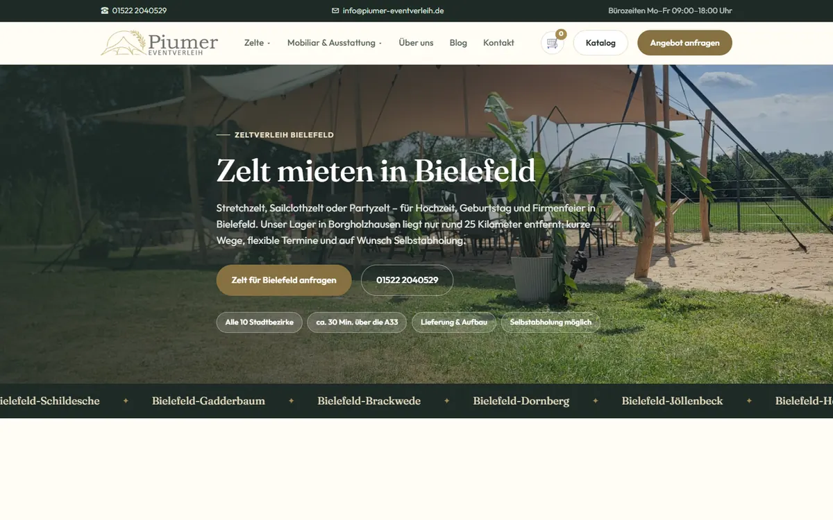 Stadtseite Zeltverleih Bielefeld