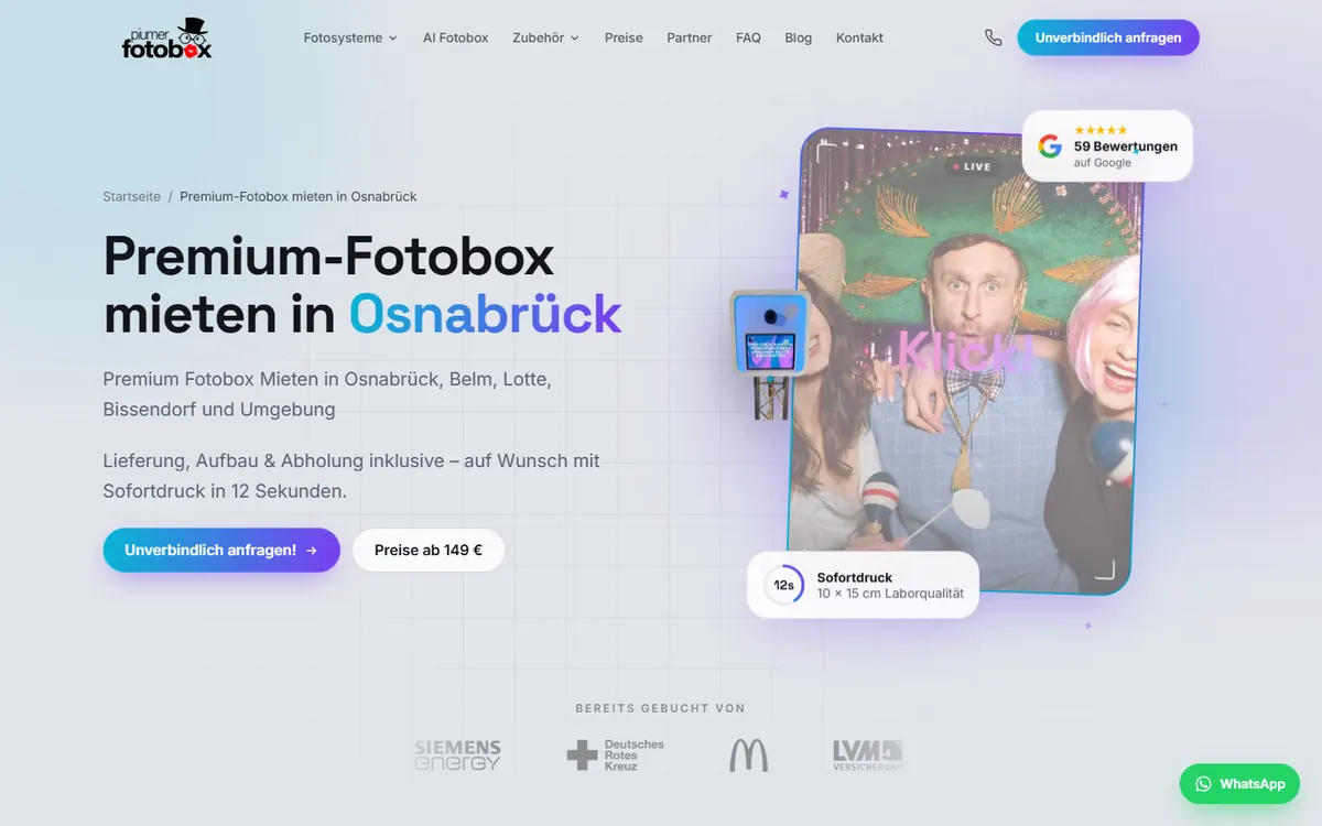 Stadtseite Fotobox mieten in Osnabrück