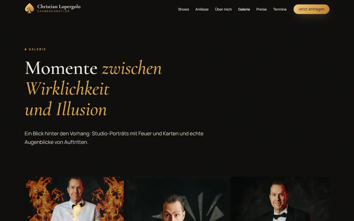 Galerie der neuen Website