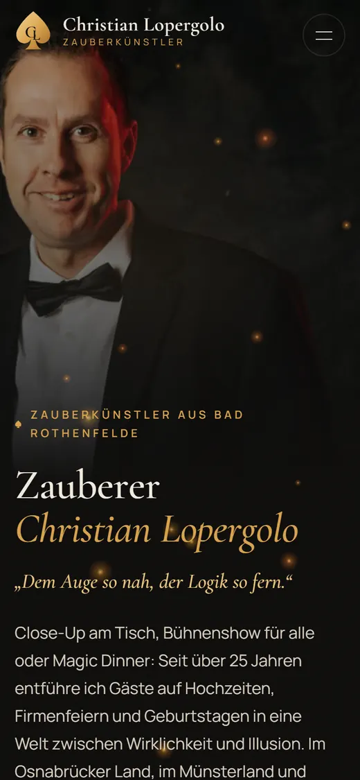 Neue Website von Christian Lopergolo auf dem Handy