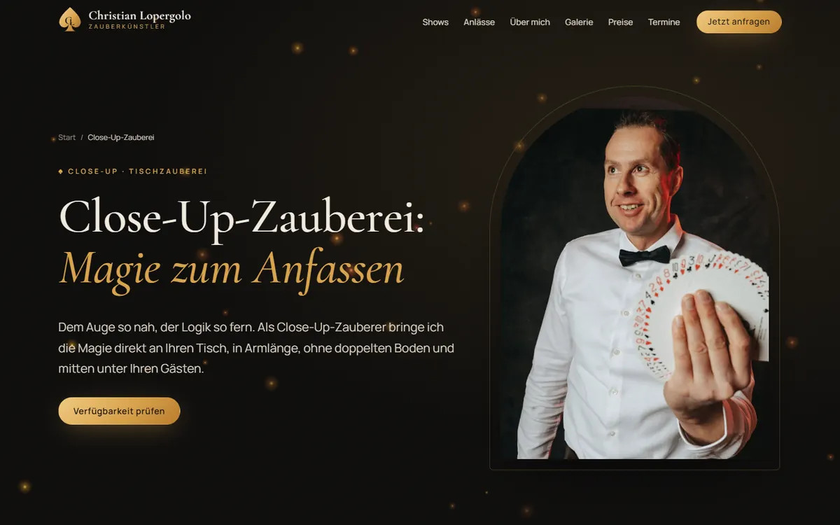 Showseite Close-Up-Zauberei