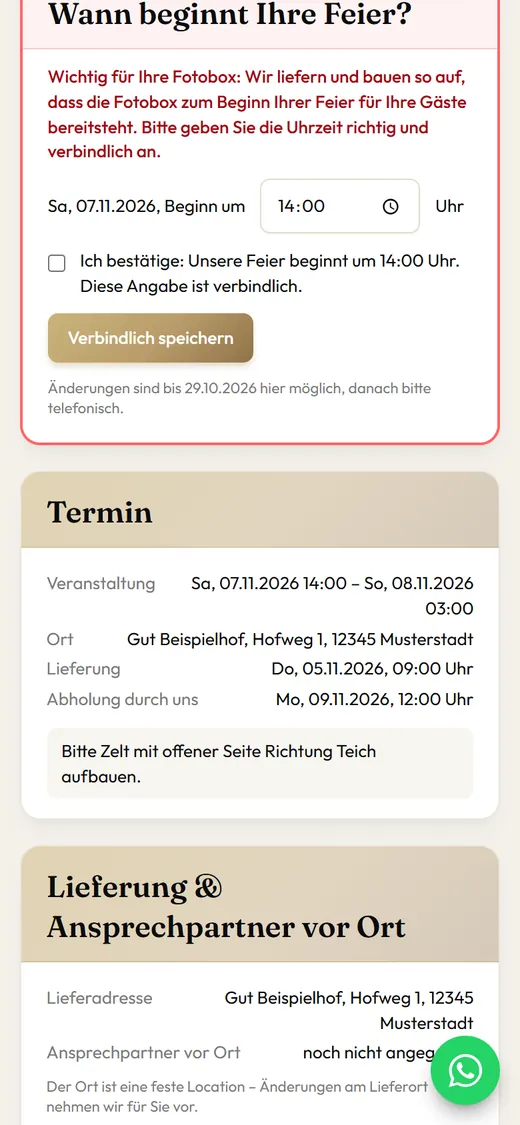 Kundenkonto der Eventverwaltung auf dem Handy